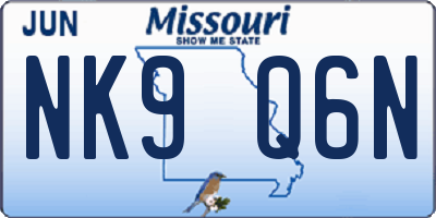 MO license plate NK9Q6N