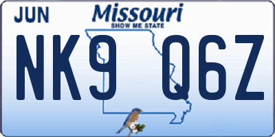 MO license plate NK9Q6Z