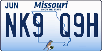 MO license plate NK9Q9H