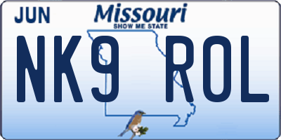 MO license plate NK9R0L