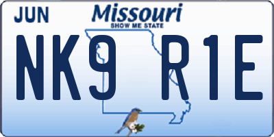 MO license plate NK9R1E