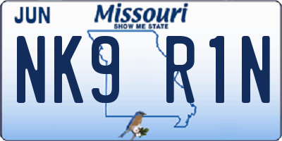 MO license plate NK9R1N