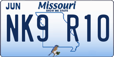 MO license plate NK9R1O