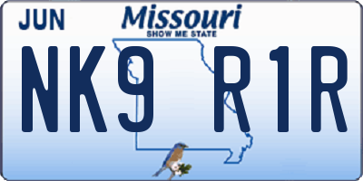 MO license plate NK9R1R