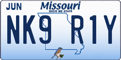 MO license plate NK9R1Y
