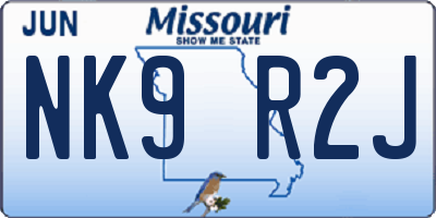 MO license plate NK9R2J