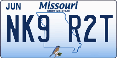 MO license plate NK9R2T