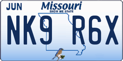 MO license plate NK9R6X