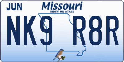 MO license plate NK9R8R