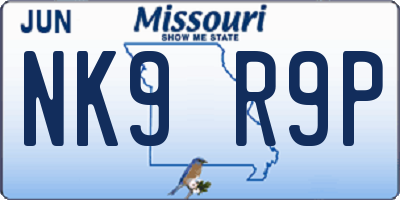 MO license plate NK9R9P