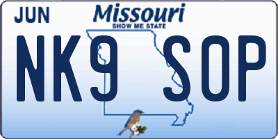 MO license plate NK9S0P