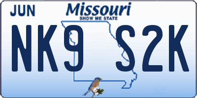 MO license plate NK9S2K