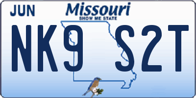 MO license plate NK9S2T
