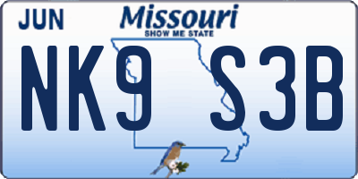 MO license plate NK9S3B