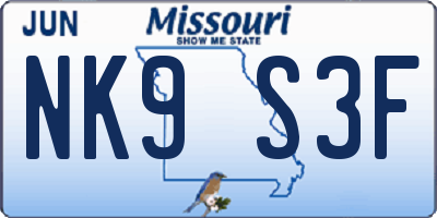 MO license plate NK9S3F