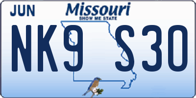 MO license plate NK9S3O