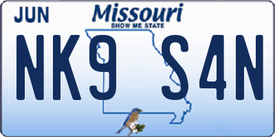 MO license plate NK9S4N