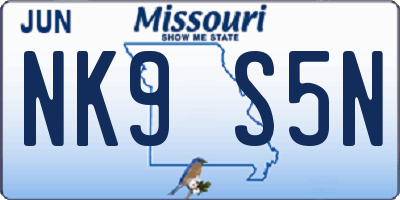 MO license plate NK9S5N