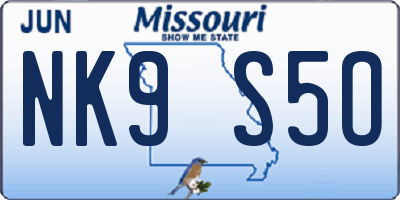 MO license plate NK9S5O