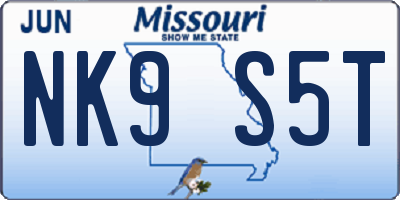 MO license plate NK9S5T
