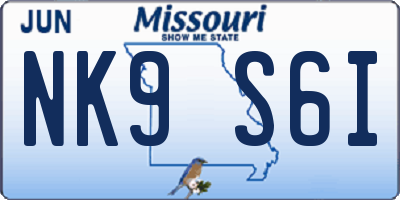 MO license plate NK9S6I