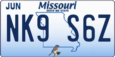 MO license plate NK9S6Z