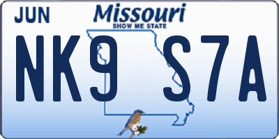 MO license plate NK9S7A
