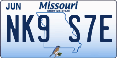 MO license plate NK9S7E
