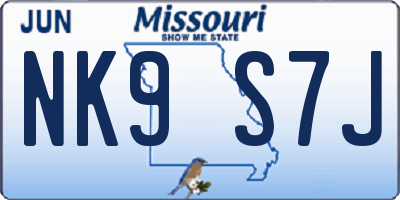 MO license plate NK9S7J