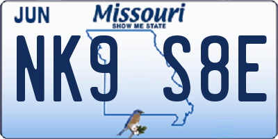 MO license plate NK9S8E