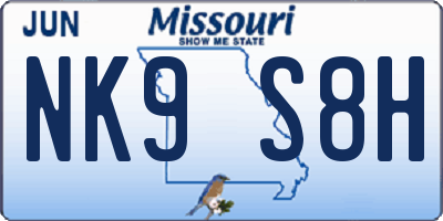 MO license plate NK9S8H