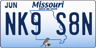 MO license plate NK9S8N