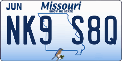 MO license plate NK9S8Q