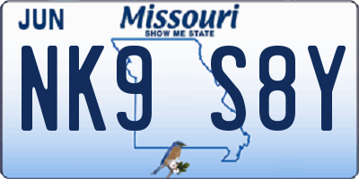 MO license plate NK9S8Y