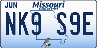 MO license plate NK9S9E