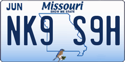 MO license plate NK9S9H