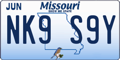 MO license plate NK9S9Y