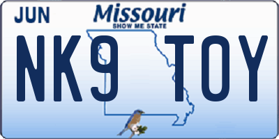 MO license plate NK9T0Y