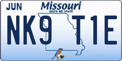MO license plate NK9T1E