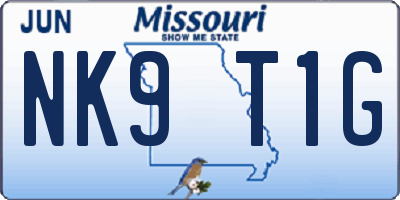 MO license plate NK9T1G