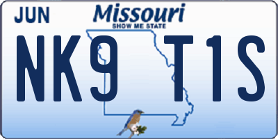 MO license plate NK9T1S