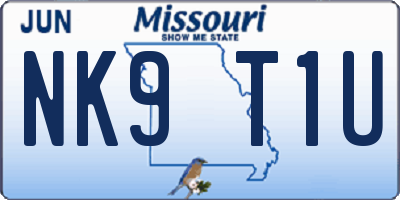 MO license plate NK9T1U