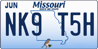 MO license plate NK9T5H