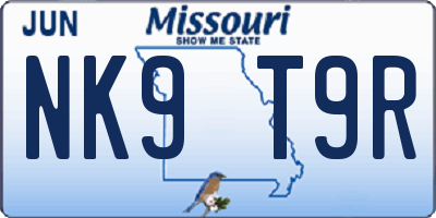 MO license plate NK9T9R