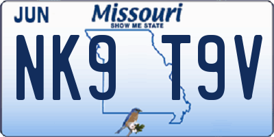 MO license plate NK9T9V