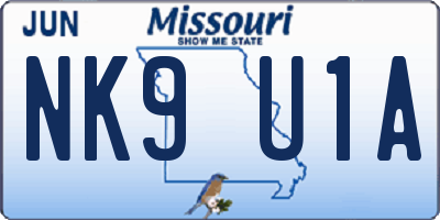 MO license plate NK9U1A