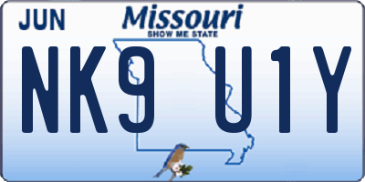 MO license plate NK9U1Y