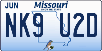 MO license plate NK9U2D