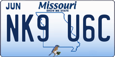 MO license plate NK9U6C