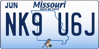 MO license plate NK9U6J